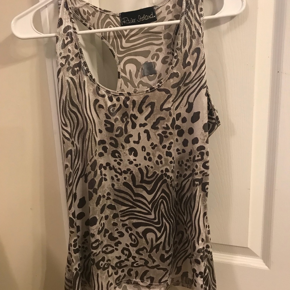 River island shinny animal print top